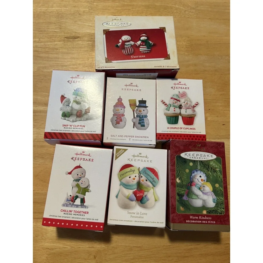 Hallmark Keepsake Ornaments Snowman Lot Of 7 Cupcakes Hugs Ice Skating Snowflake